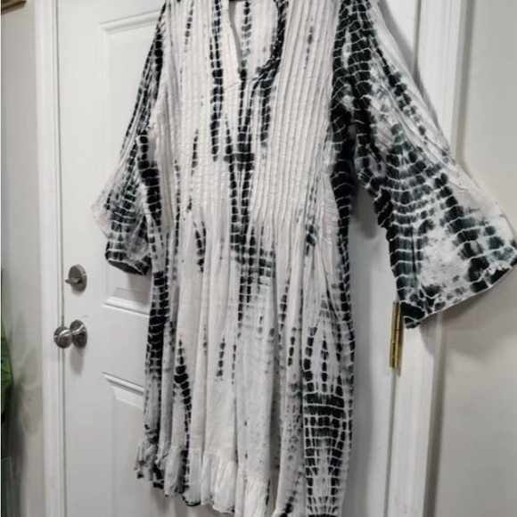 Soft Surroundings Womens Crinkle Tie-Die Kimono Robe Dress/Beach Cover Up XL - Picture 3 of 8